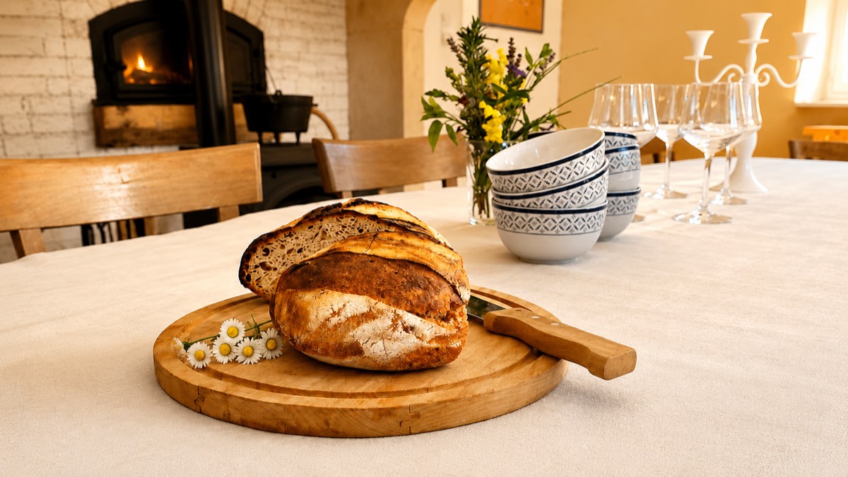 Table dressée pour le petit-déjeuner à La Bourguignonne
